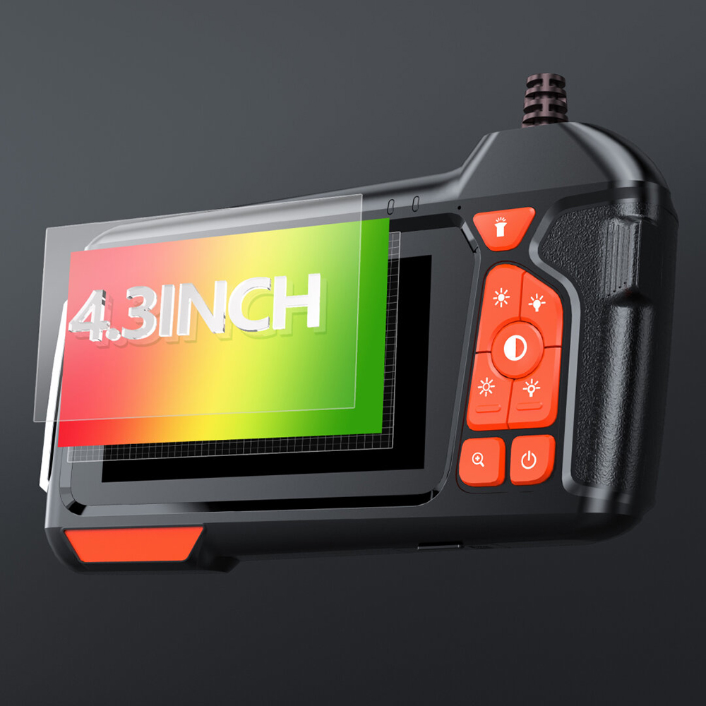 Câmera impermeável endoscópio com luz, HD Borescope Inspeção Camera, LCD, Automotive HVAC Drain Wall, 4.3 ", 5.5mm