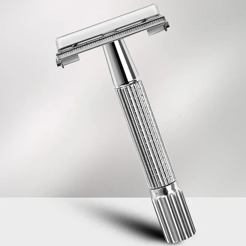 Rasoio da barba manuale con lama coltello da barba pieghevole in nastro per peli del viso porta rasoio dritto in acciaio inossidabile rasatura barbiere