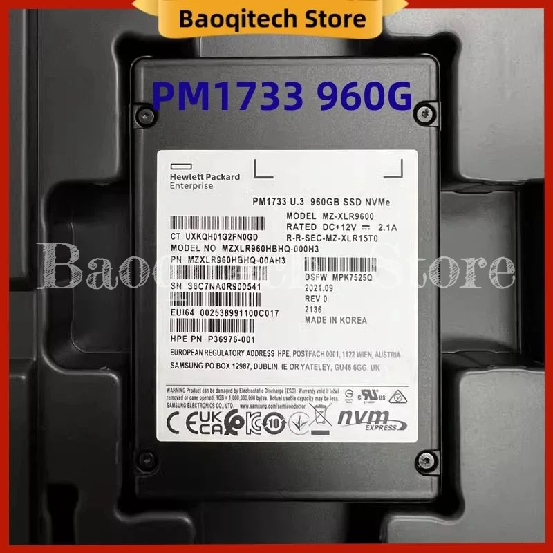 Brandneues Original PM1733 960G U3 NVME Solid-State-Laufwerk für Samsung SSD-Server