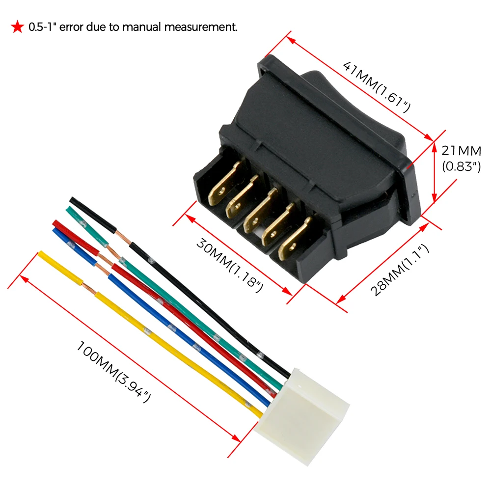 Interruptor Universal para ventanilla eléctrica de coche, interruptor de elevación de 5 pines, cc 12V, 20a, Color de luz azul/rojo y arnés