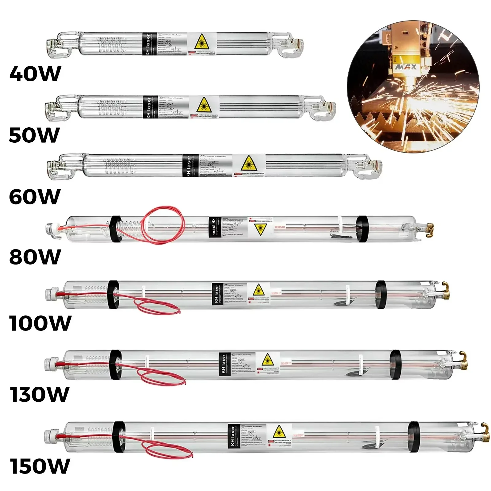 Tubo láser Sihao CO2 40W 50W 60W 80W 100W 130W 150W 700mm a 1830mm de longitud vidrio 80mm de diámetro larga vida útil para máquina láser