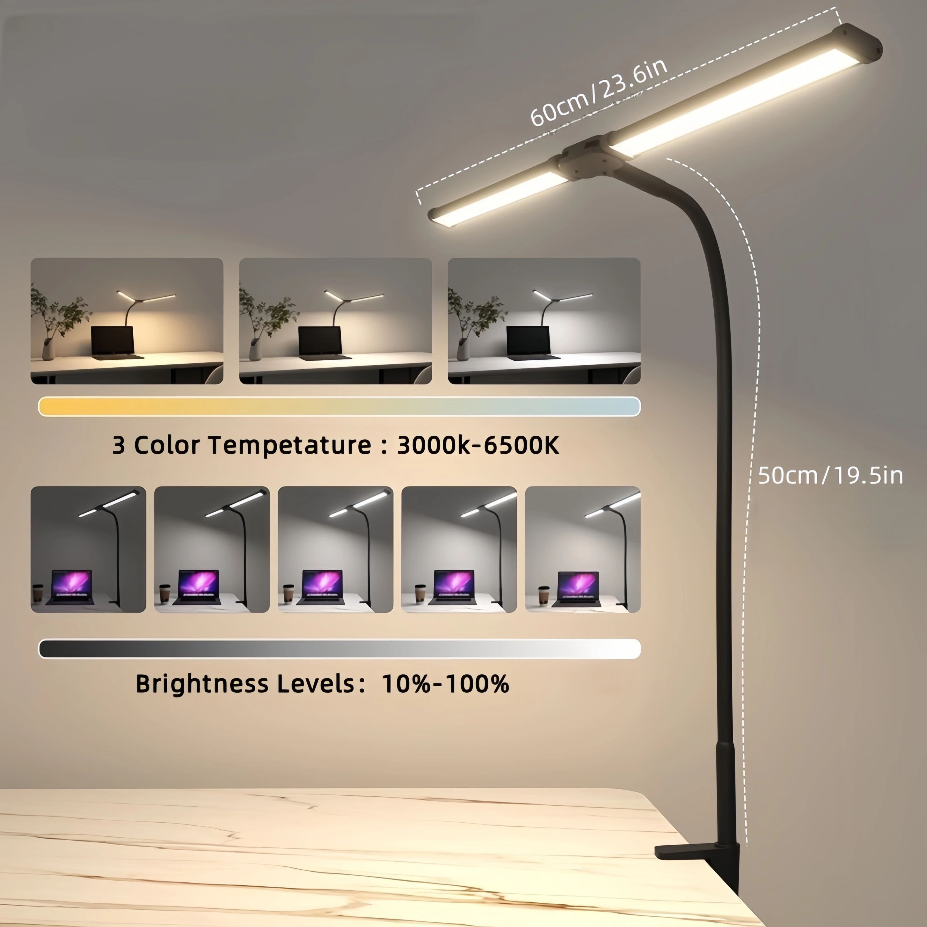 Dupla única cabeça led clipe lâmpada de mesa regulável computador candeeiros de mesa monitor luz arquiteto candeeiro de mesa para luzes de leitura de escritório