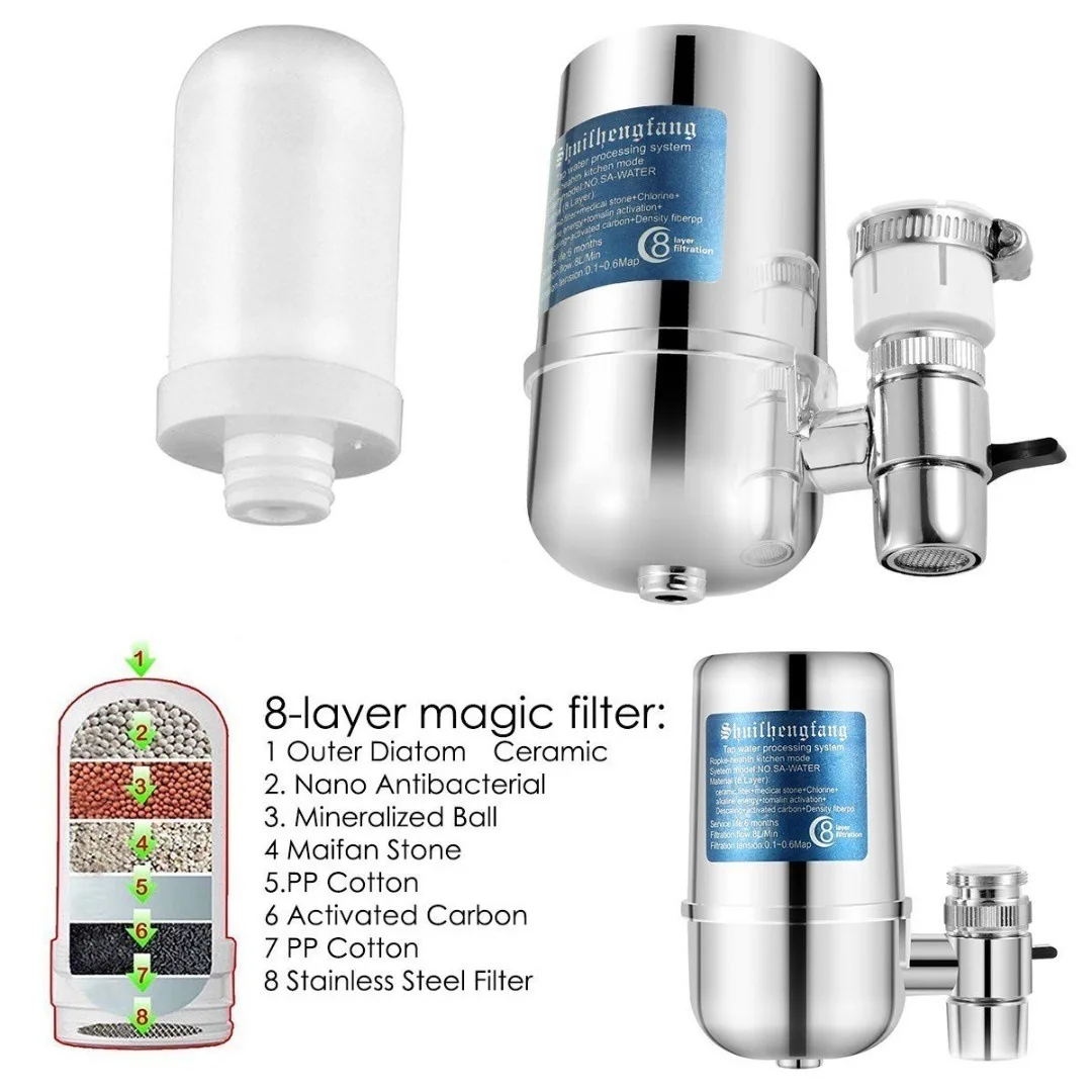 Faucet Water Filter Faucet Mount Water Filtration System เครื่องกรองน้ําในครัวเรือน เครื่องกรองน้ําประปา ลดคลอรีน