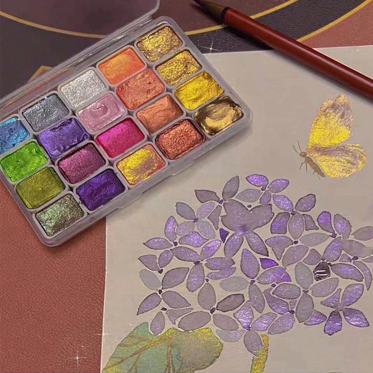 20/36/98 colori pittura ad acquerello perlescente-sparkle intenso solidità leggera set di colori ad acquerello metallizzato pigmenti solidi glitterati