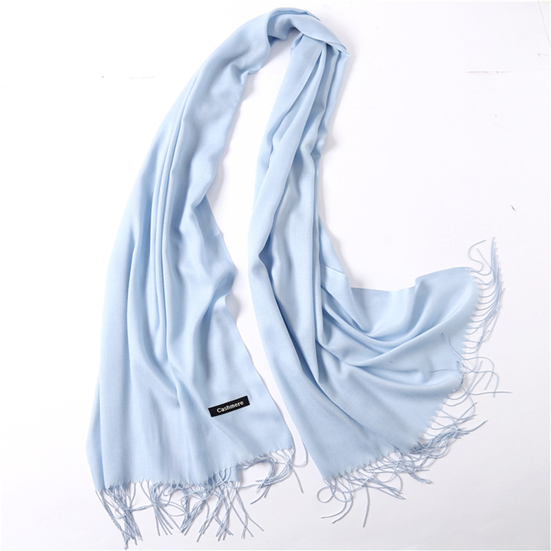 패션 솔리드 컬러 2024 여성 스카프 겨울 Hijabs Tassels 긴 레이디 Shawls 캐시미어 Pashmina Bandana 스카프 랩 Echarpe