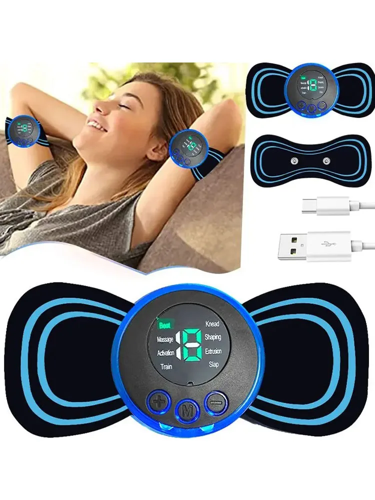 Mini remendo de massagem ombro e pescoço instrumento portátil elétrico pescoço massageador cervical inteligente 8 modos 19 engrenagens