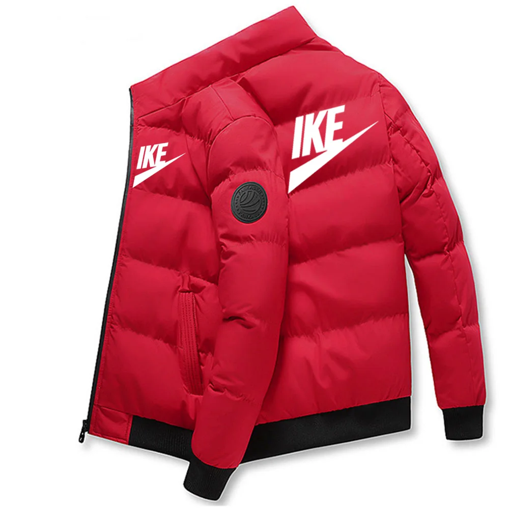 Casaco masculino elegante de algodão quente com gola alta para outono e inverno de 2025, com recurso à prova de vento ao ar livre e Zi de alta qualidade