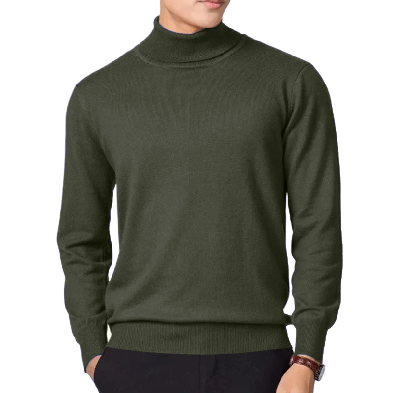 Nuevo Jersey de punto grande para hombre, suéteres de negocios de manga larga con cuello alto, ropa de calle de Color sólido, chaqueta de invierno para exteriores, abrigos