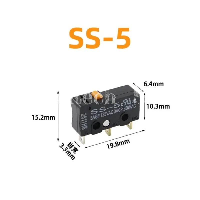 5 10 pcs SS-5 SS-5GL SS-5GL2 SS-5GL13 Limit Micro switch SS 5A Three Straight Legs Mouse Side Key Momentary Micro Limit Switch