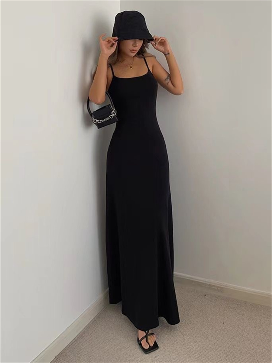 Frau Frühling Sommer Stil, Figurbetontes Kleid Weibliche Sexy Ärmellose Spaghetti Strap Split Mantel Kleid Vestidos SS161