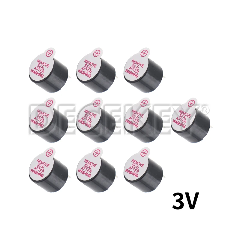 10 uds/lote 12*9,5 MM 3V 3,3 V 5V 12V zumbador activo tono de pitido continuo largo magnético