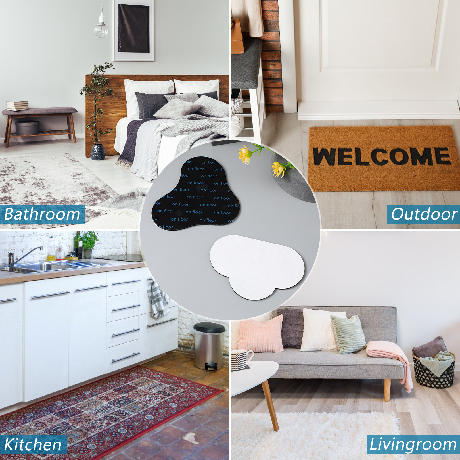 10 pcs Anti Slip Cloud Triangle Shape Washable Reusable For Hardwood Floors Tiles Area Rugs Home Decor