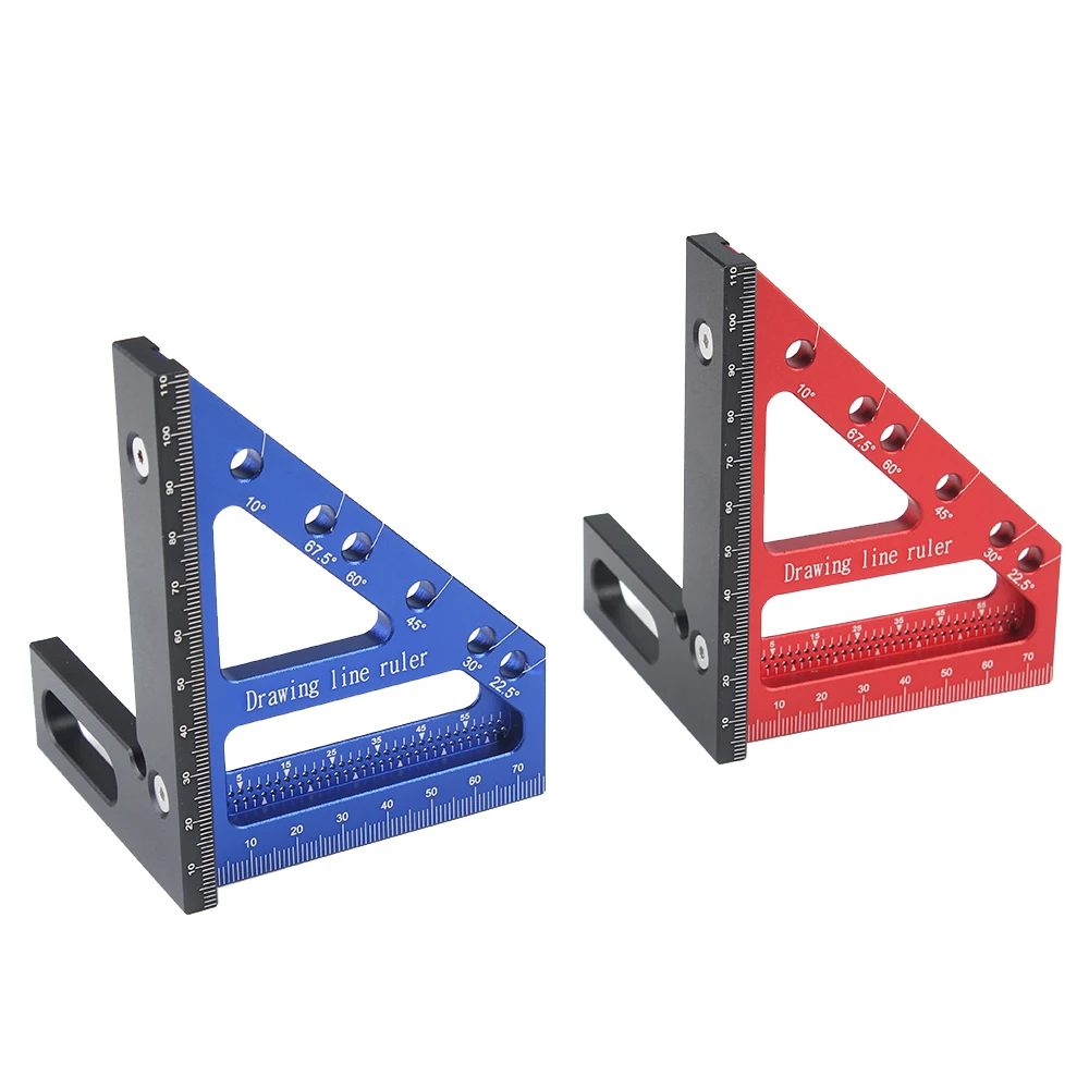 1Pc Timmerman Vierkant Gat Schrijven Heerser 22.5-90 Graden Meten Heerser Met Hoek Pin Constructie Precisie Houtbewerking tool
