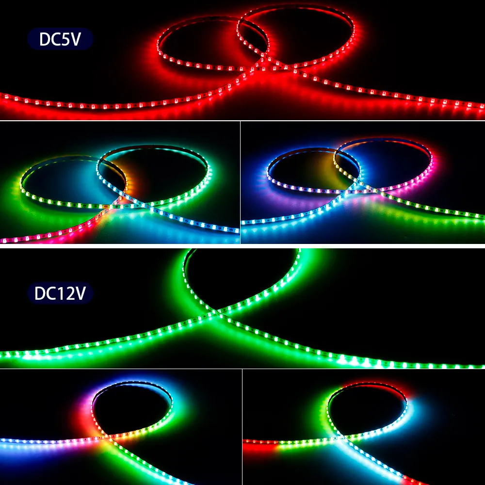 DC5V/12V RGB Dream color changing led Strip Lights WS2812 2020 Ultra Narrow 2.7mm 160Leds/m Smart individually addressable Digit