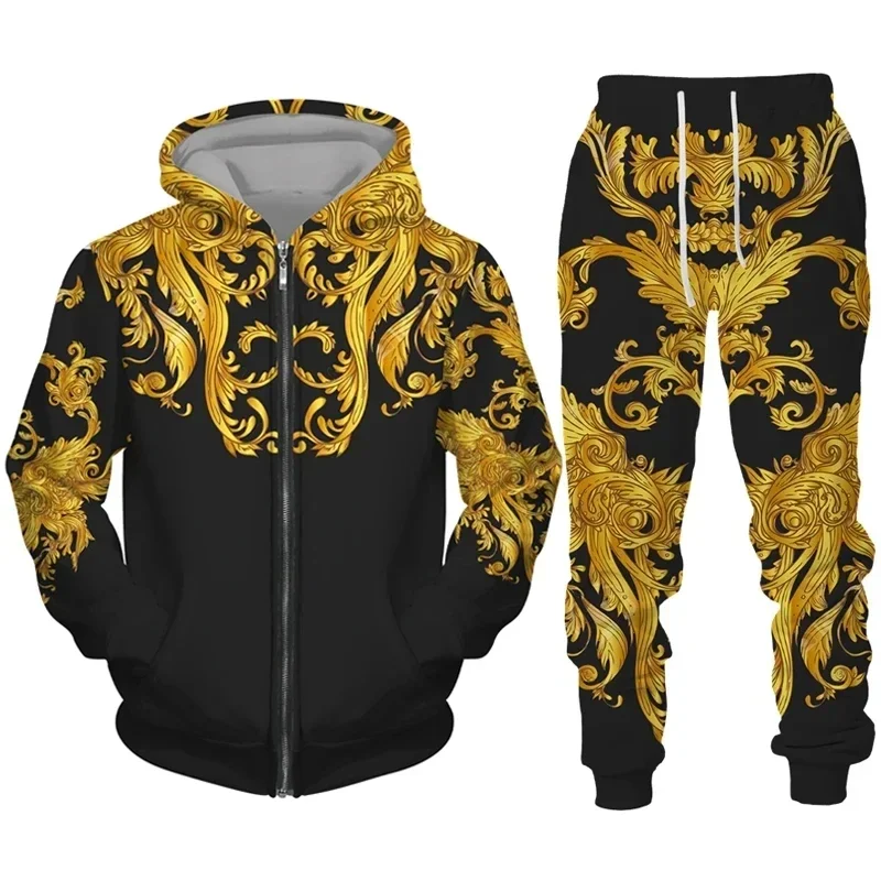 Chándal con estampado 3D de Bandanna para hombre, conjunto de Sudadera con capucha y pantalones, ropa deportiva informal de 2 piezas, otoño