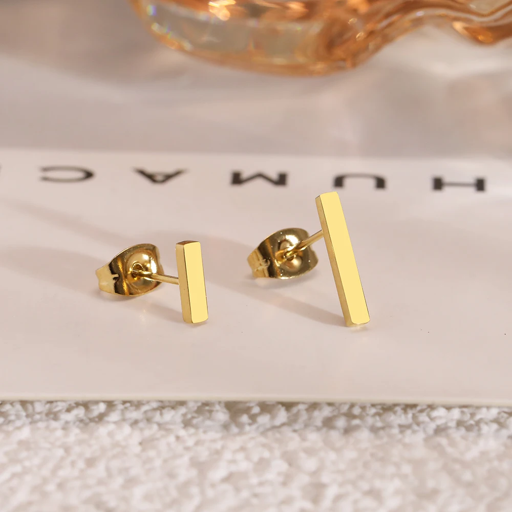 Anting-Anting Baja Tahan Karat Minimalis Panjang Stik Gotik Mode Korea Anting-Anting Kancing untuk Perhiasan Wanita Hadiah Pesta Anak Perempuan Yang Tidak Biasa