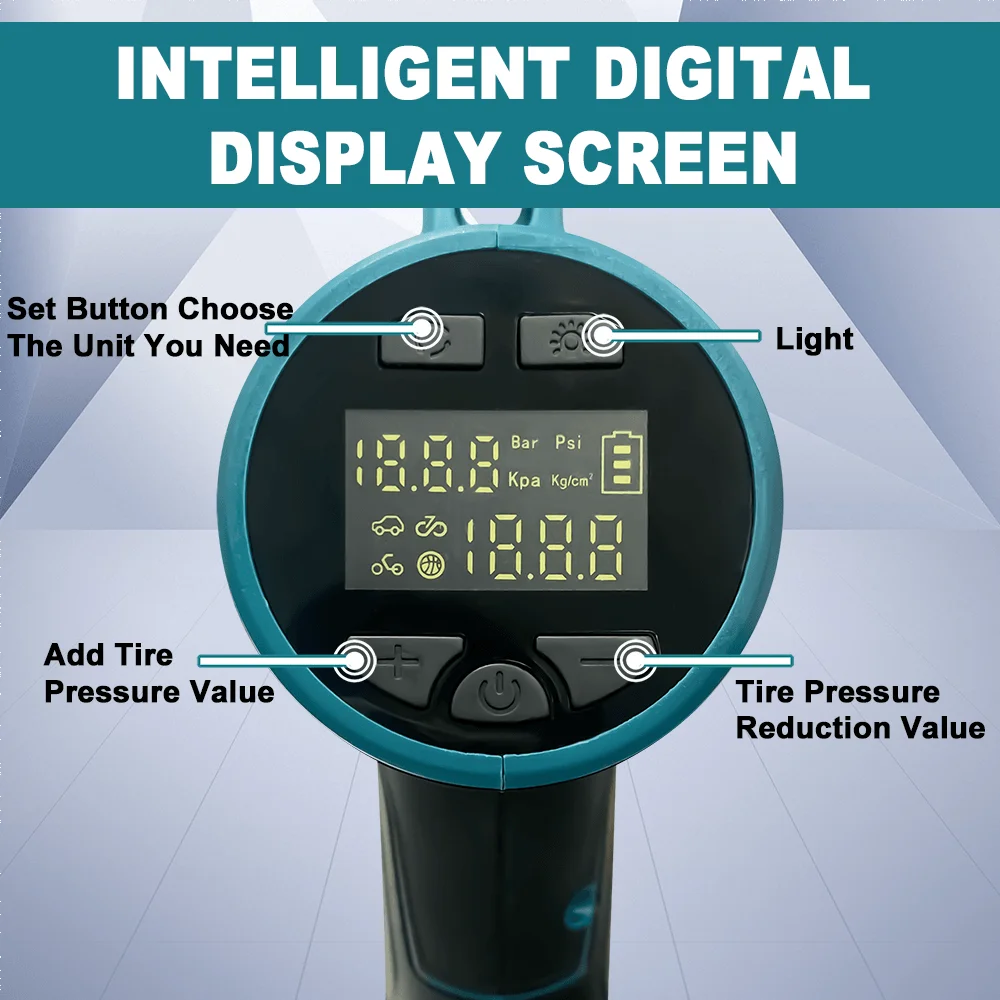 PATUOPRO 2 In 1 Electric Air Pump Cordless Automatic Inflator Tire Air Compressor Power Tool For Makita 18V Battery(No Battery)