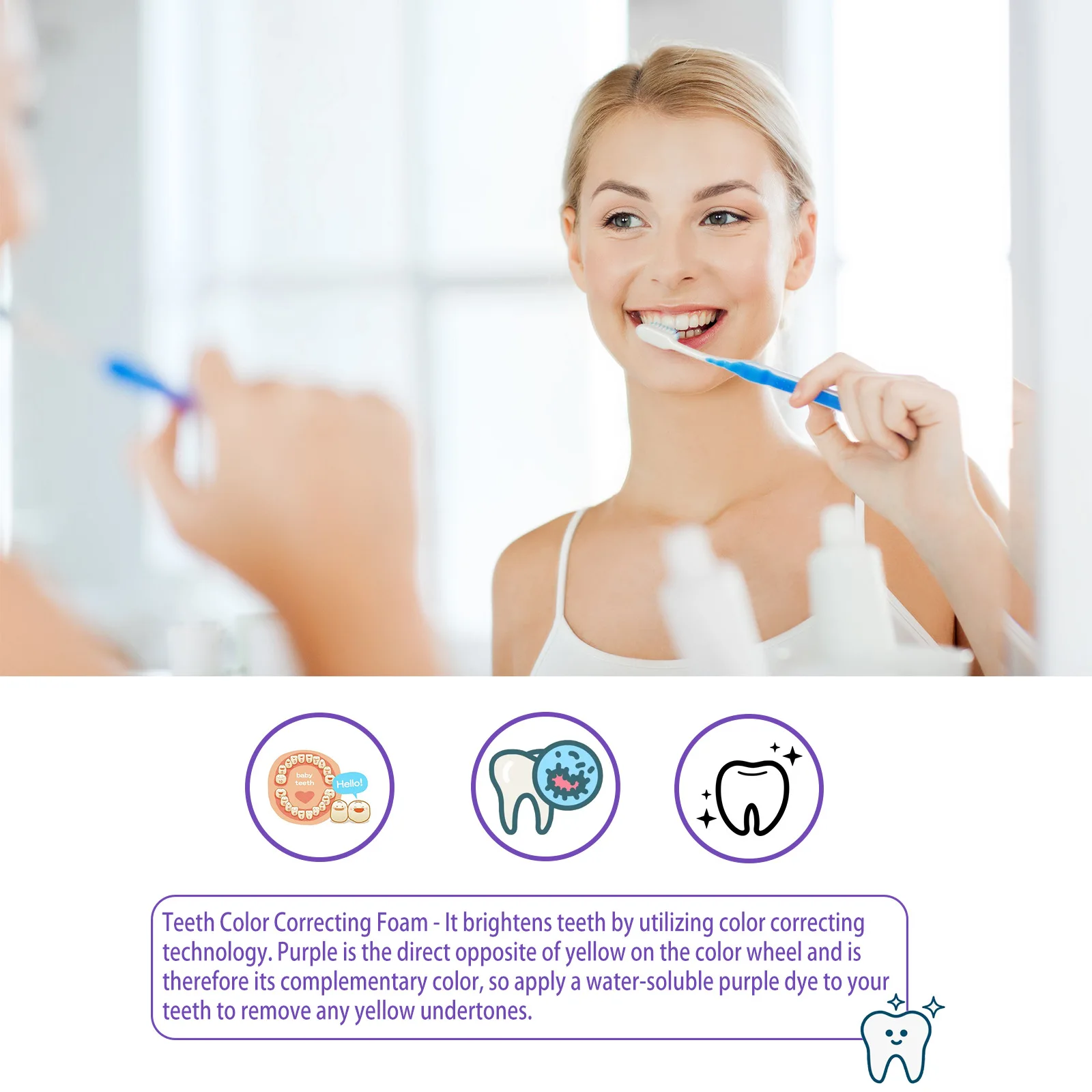 EELHOE-pasta de dientes blanqueadora, elimina las manchas de los dientes, Reduce el color amarillo, olor, aliento fresco Oral, cuidado de brillo, pasta de dientes púrpura