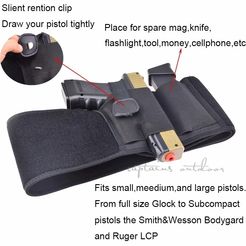 Funda para pistola con banda para el vientre oculta para mano izquierda/derecha para Smith y Wesson, Shield, Glock 19, 17, 42, 43, P238, Ruger LCP