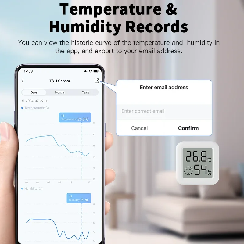 Tuya Zigbee 3,0 Sensor de temperatura y humedad aplicación remota termómetro de Control a través de Smart Life para trabajo doméstico inteligente con Yandex Alexa