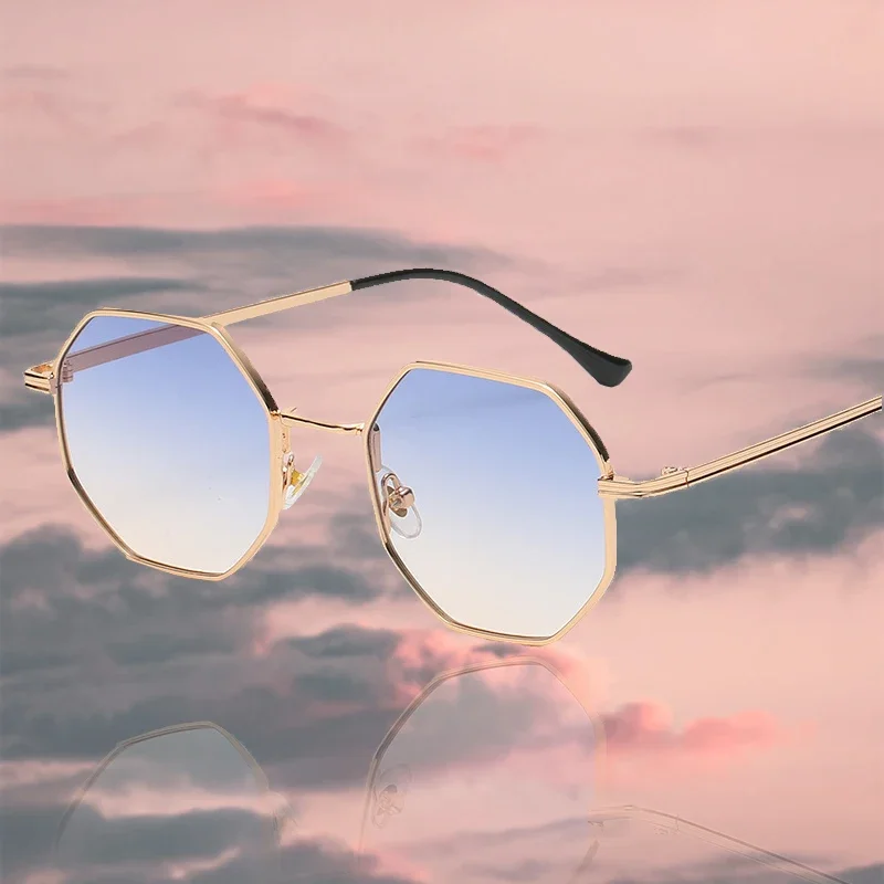 Mode Retro Sonnenbrille Klassische Metall Polygonale Sonnenbrille Sonnenbrille Achteck Brille