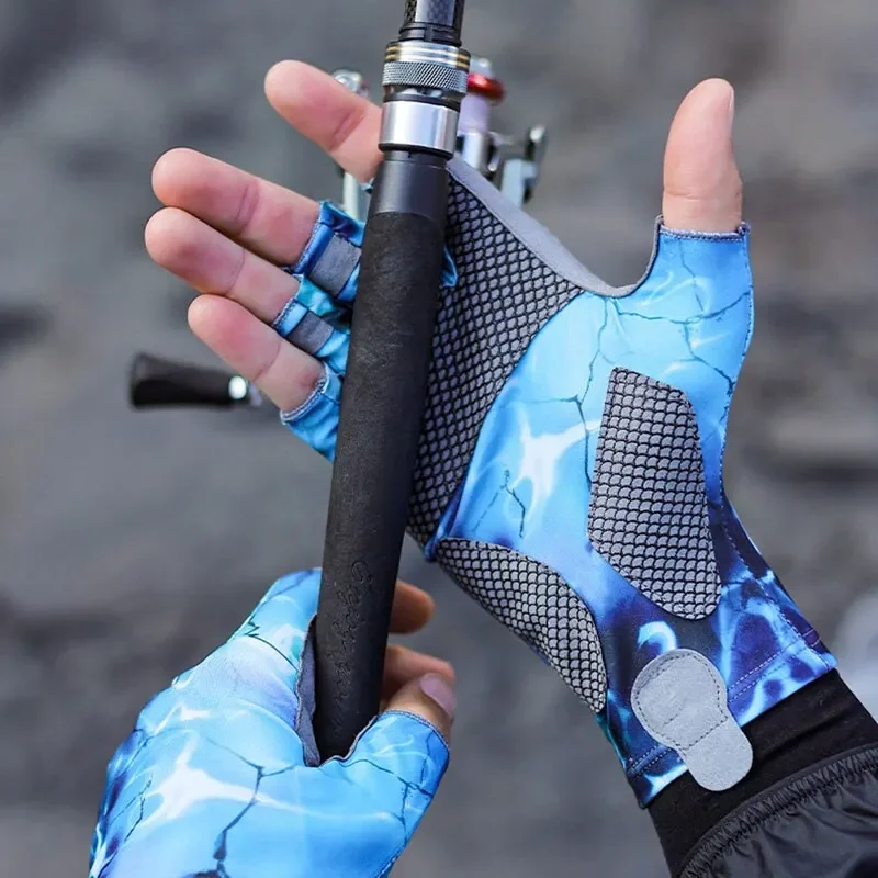 Angelhandschuhe Halbfinger Anti-Rutsch Schnell trocknend Sonnenschutz Atmungsaktiv Beruf Sommer Outdoor Angeln