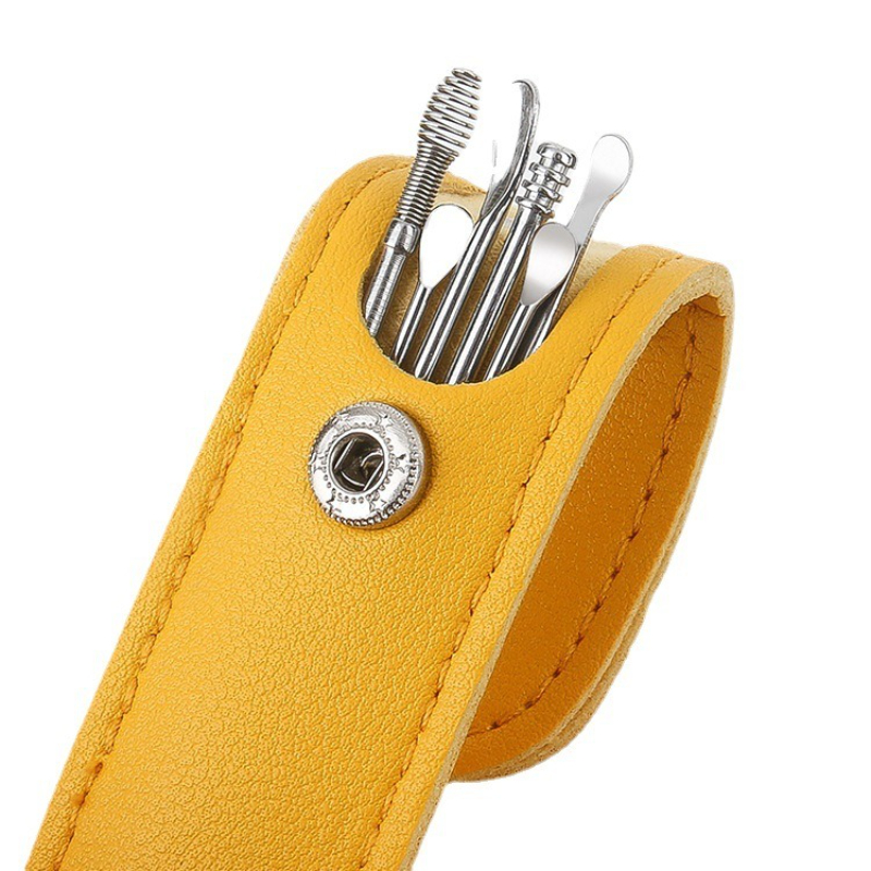 Creatieve 6-delige draagbare oorlepelset, oorlepelset voor thuisgebruik, spiraalveer-oorlepel voor volwassenen