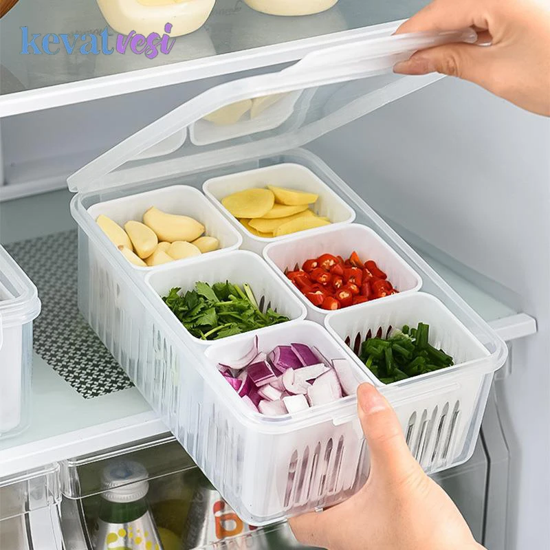 Tủ Lạnh Bảo Quản Hộp 6 Dạng Lưới Tản Nhiệt Thực Phẩm Rau Củ Quả Hộp Bảo Quản Tủ Lạnh Nhà Tổ Chức Thoát Rổ Thịt Hành Gừng Rõ Ràng Sắc Nét