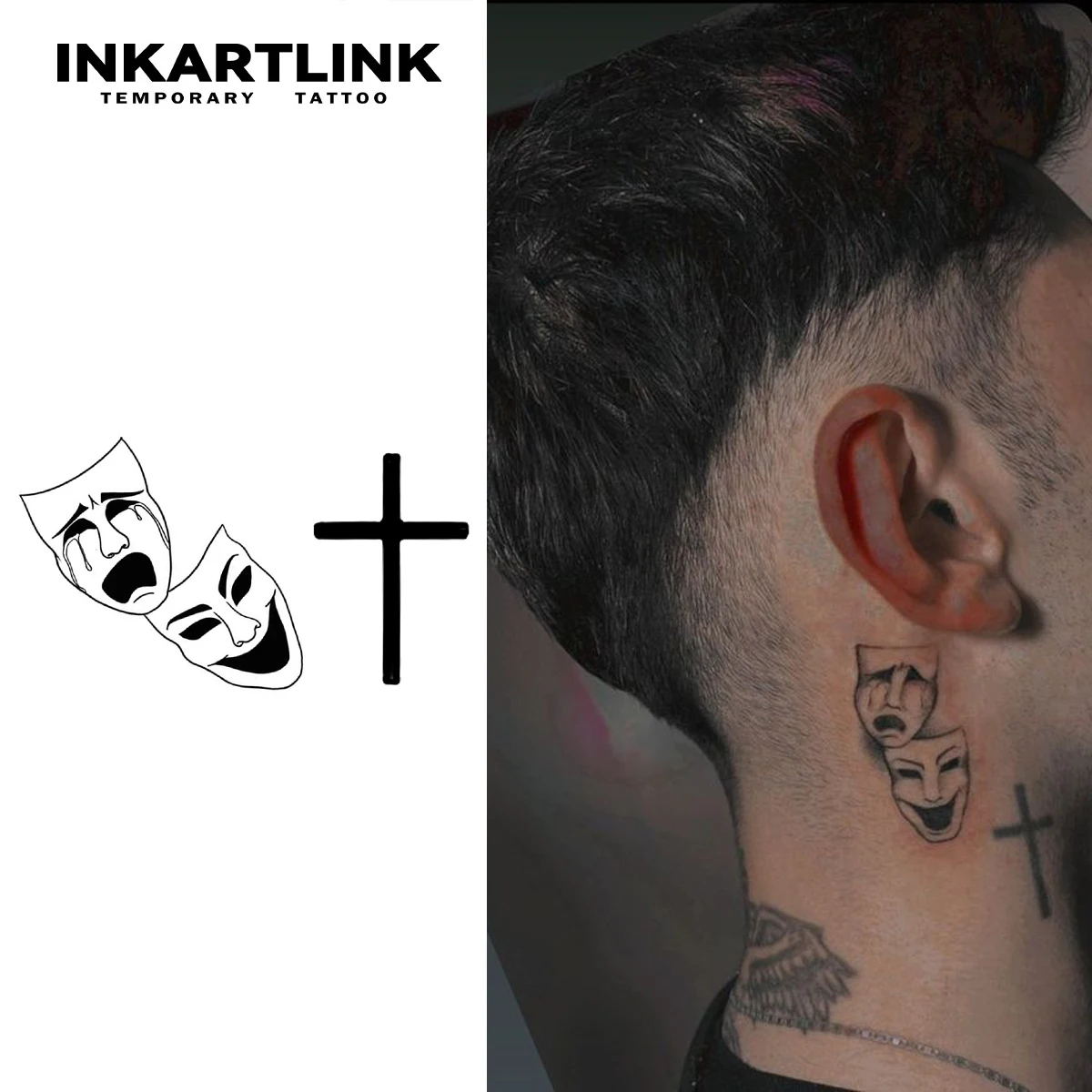 Temporäres Clown-Kreuz-Tattoo, hält bis 15 Tage, neue Technologie, magischer, wasserfester, semi-permanenter Aufkleber.
