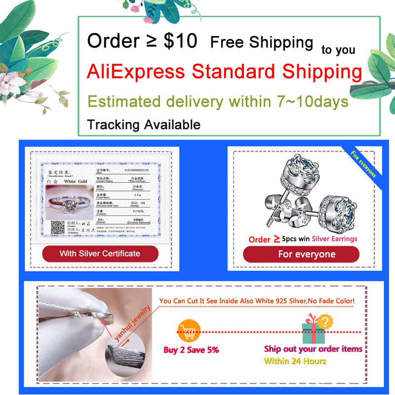 ที่มีใบรับรองหรูหรา18พันสีขาวทองแหวน, 100%แข็งเงิน925แหวน,ที่มีคุณภาพสูงเซอร์โคเนียเพชรแหวนแต่งงานสําหรับผู้หญิง