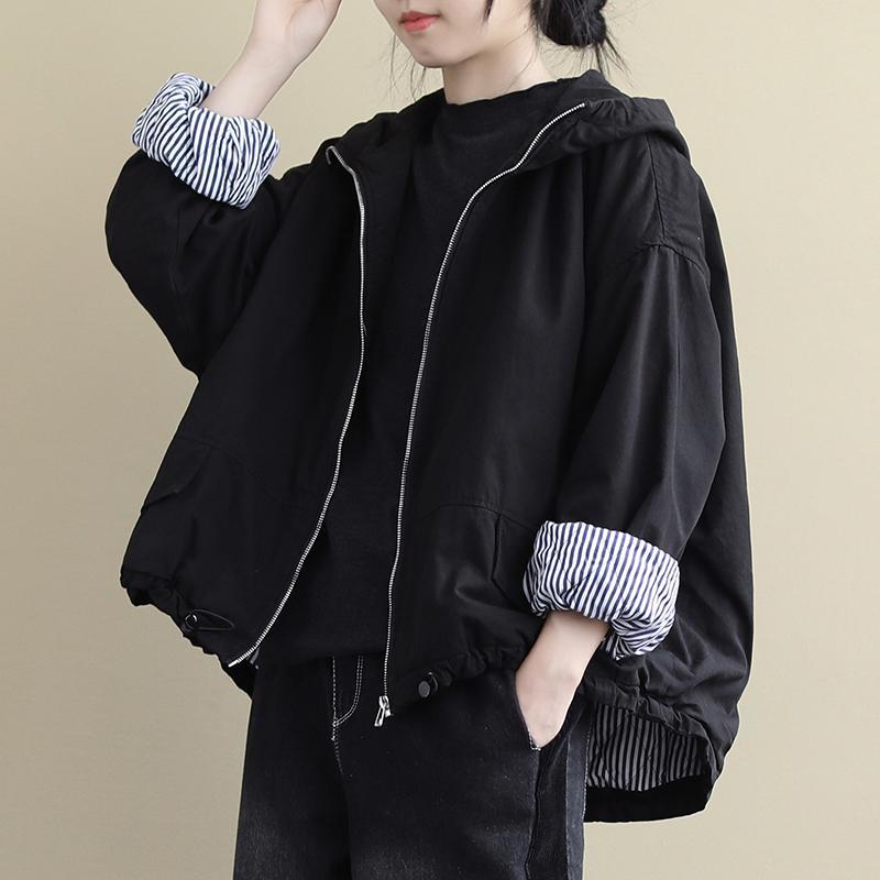 Loose Fit Long Sleeve Hooded Cotton Jacket plus Size Women's Fashionable Autumn Winter New Sle Solid Color Versatile Casual...