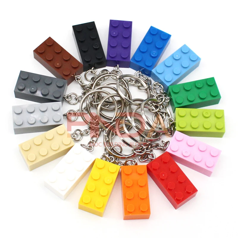 10 ชิ้น MOC 2x4 Key Chain Building Blocks ของขวัญสร้างสรรค์ MOC อิฐพวงกุญแจอิฐแผ่นใช้งานร่วมกับ