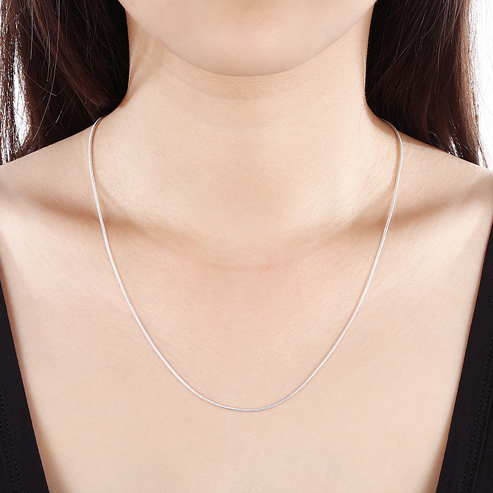 Lote de 10 Uds. De Plata de Ley 925, 16/18/20/22/24/26/28/30 pulgadas, collar de cadena de serpiente de 1mm para mujer y hombre, joyería de moda