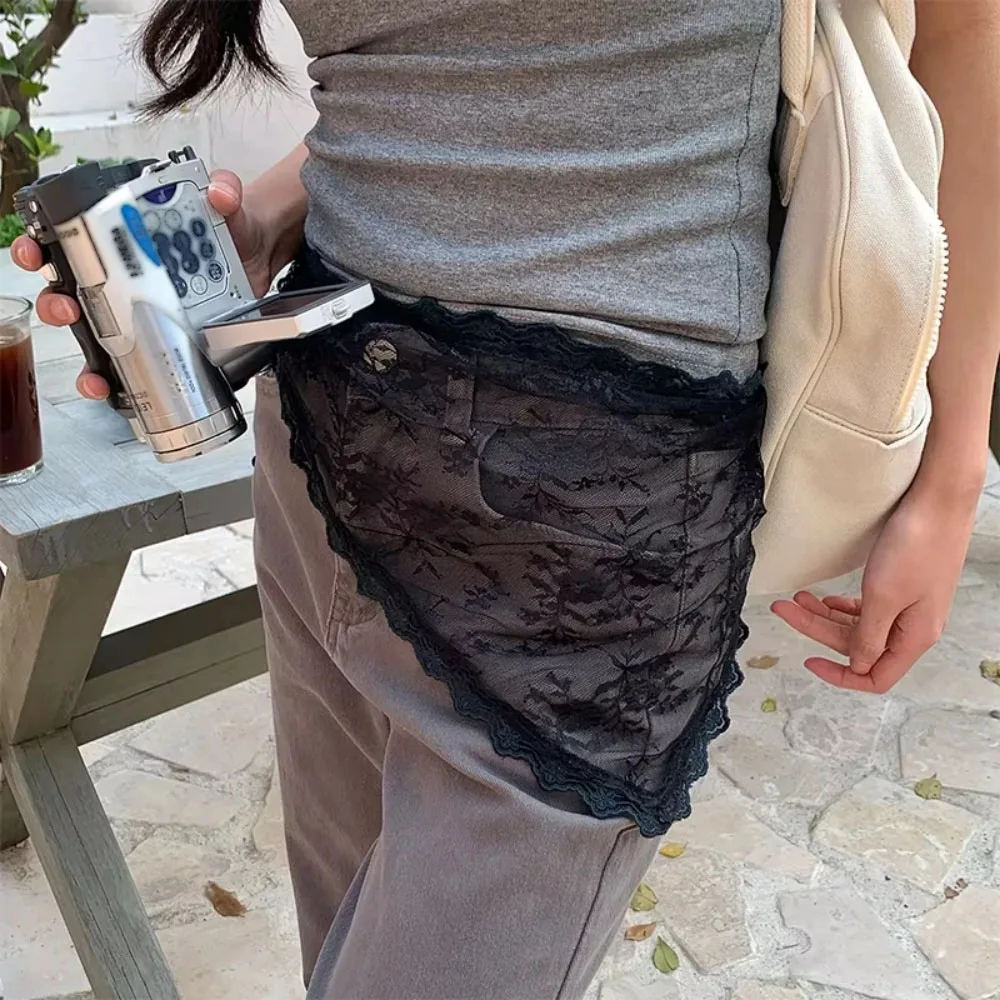 Lenço de cabelo com acabamento em renda, saia curta triangular, meia saia, cortina de bunda, avental com acabamento em renda macia, lenço de primavera empilhado