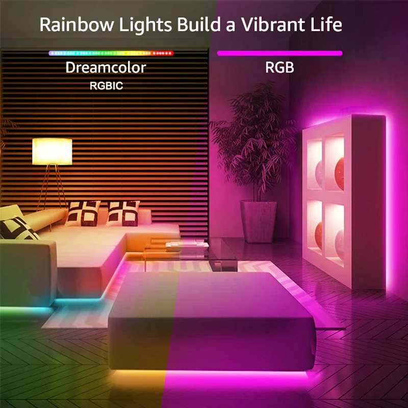 WIFI TUYA RGBIC LED Strip Lights Dreamcolor Led Light Strip Music Sync nastro flessibile Smartlife LED Strip per la cucina della camera da letto
