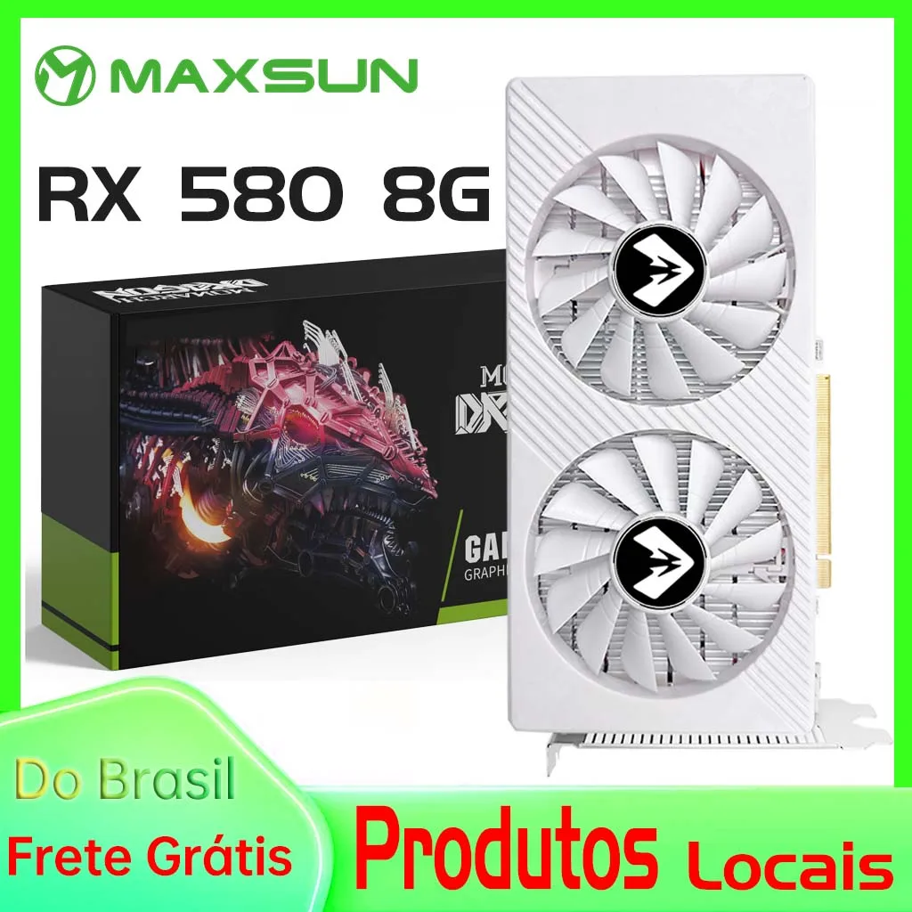 MAXSUN Cartões Gráficos Novo AMD Radeon RX580 2048SP 8G GDDR5 256bit Placa de Vídeo Para Desktop Gaming Componentes de Computador RX 580 GPU