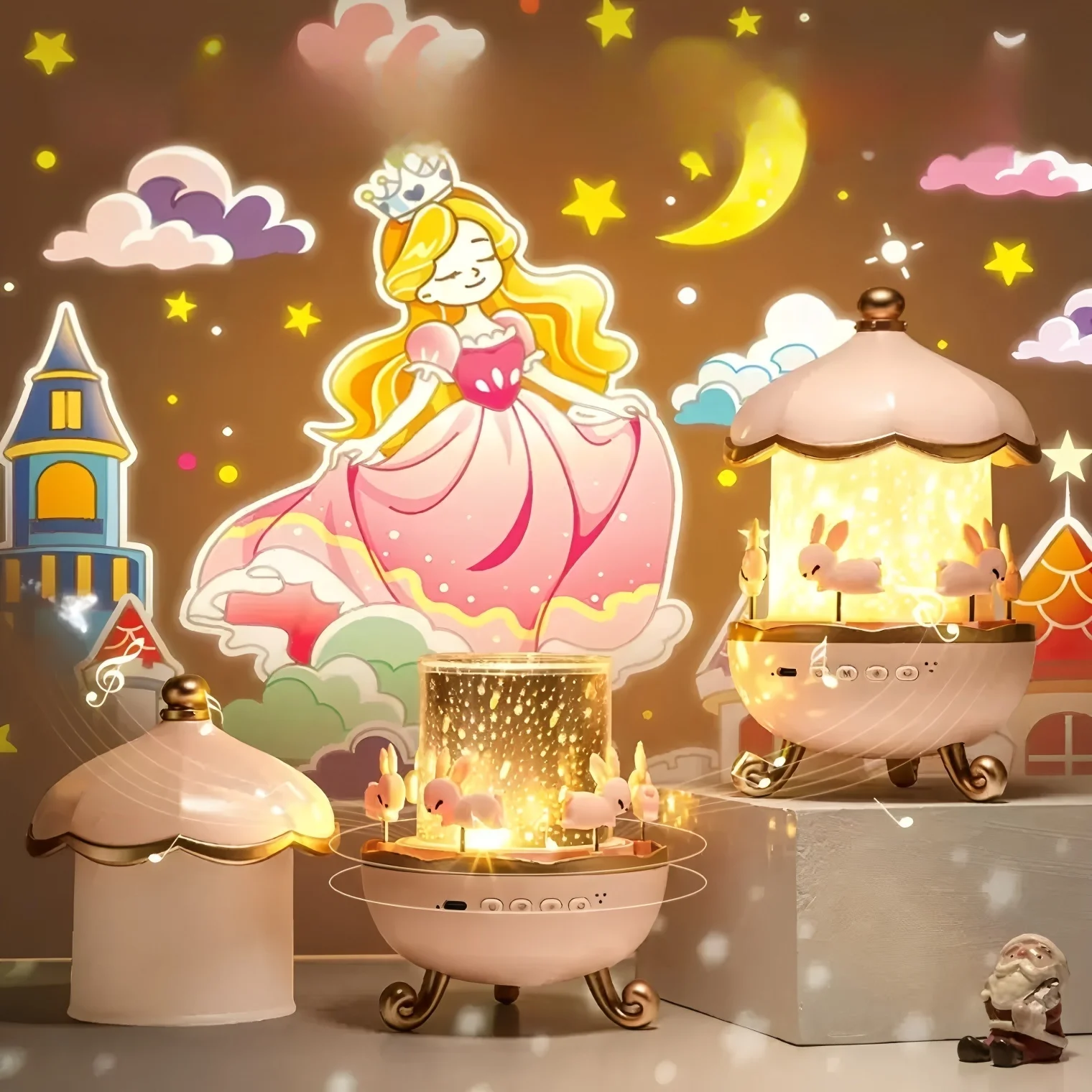 Proyector de luz nocturna para niños, 21 películas y reproductor de música Bluetooth, luces nocturnas recargables, decoración de dormitorio, regalo de cumpleaños, proyector de estrellas