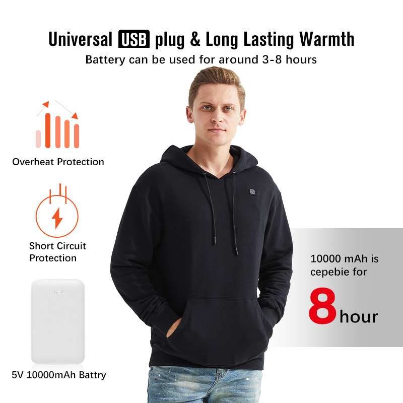 Suéteres con calefacción USB eléctrica para exteriores, sudaderas con capucha para hombre, ropa cálida de invierno, chaqueta térmica con carga, ropa deportiva, 2022