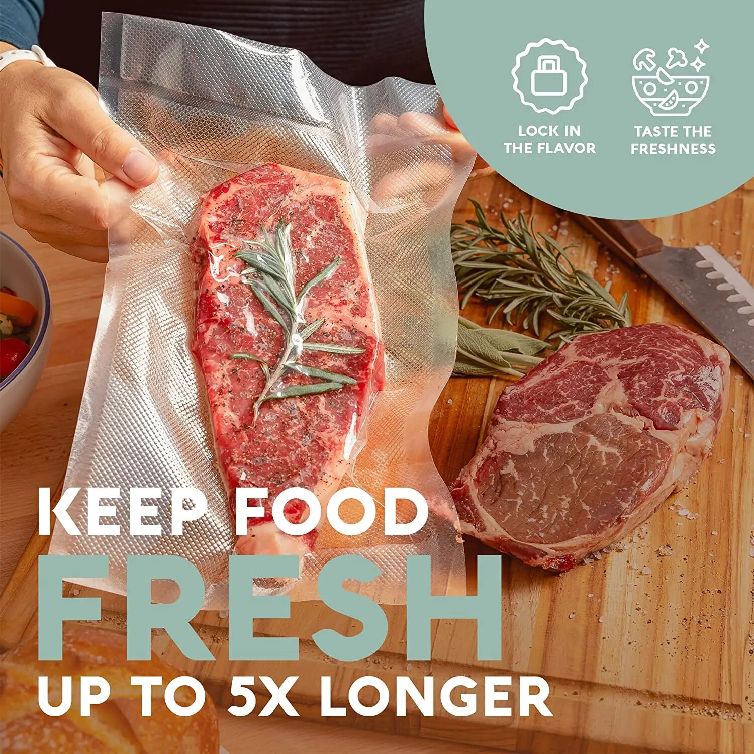 50 unids/lote bolsas de sellado de plástico al vacío para alimentos sin BPA bolsa sellada para conservación de alimentos bolsa selladora al vacío reutilizable para el hogar