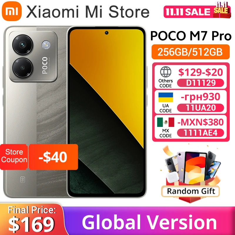 Global Version POCO M7 Pro 50MP Camera MTK Dimensity 7025-Ultra 120Hz FHD+ Eye-care AMOLED Display NFC 5110mAh Battery