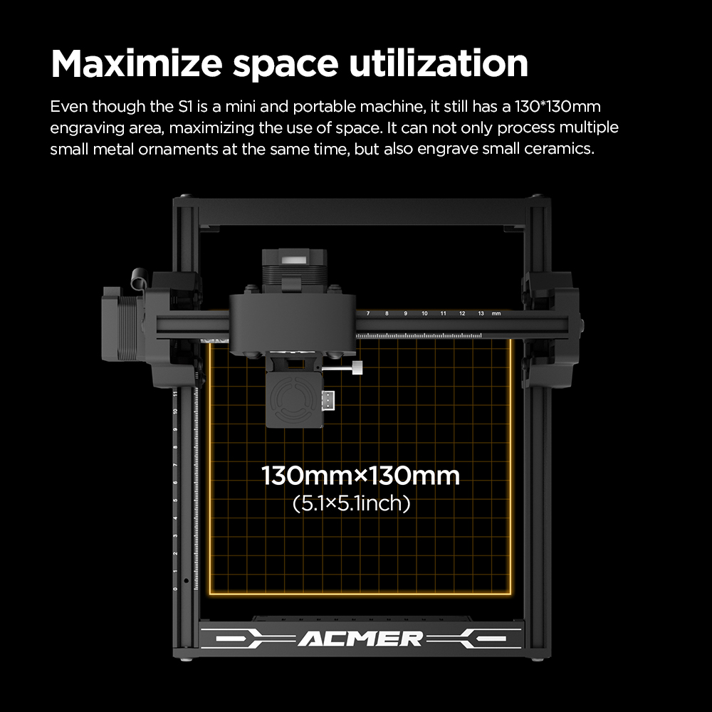 ACMER 3W Mini Máquina de gravação e corte a laser portátil Software de controle Lightburn 300mm favo de mel para madeira compensada acrílica