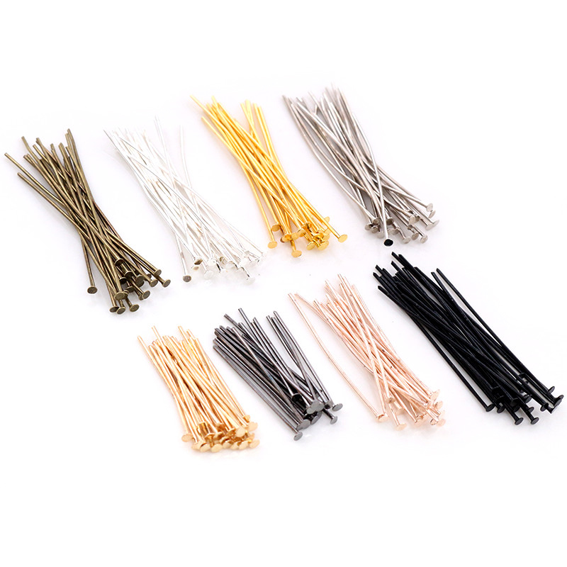 200ชิ้น/ล็อต16 20 25 30 35 40 45 50มิลลิเมตรหัวแบน/หัวบอลตาหัว Pins โลหะ Headpins สำหรับการค้นพบเครื่องประดับทำอุปกรณ์ DIY