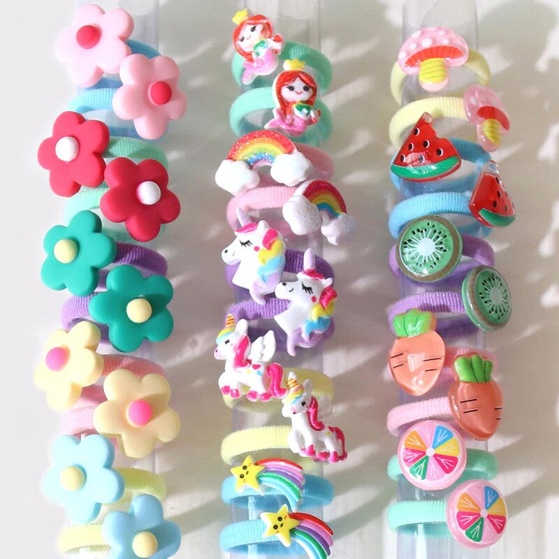 Baby Girls' Cartoon Leather Hair Band, Toalha Anel, Laço de cabelo, Não machuca o cabelo, Acessórios infantis, 30pcs