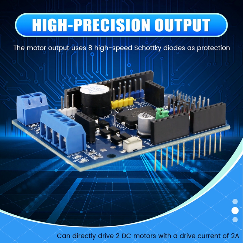 Módulo de placa de accionamiento de Motor de CC L298P, placa de protección de accionamiento de Motor de CC, 2A, Puente en H Dual, 2 vías para Arduino UNO R3