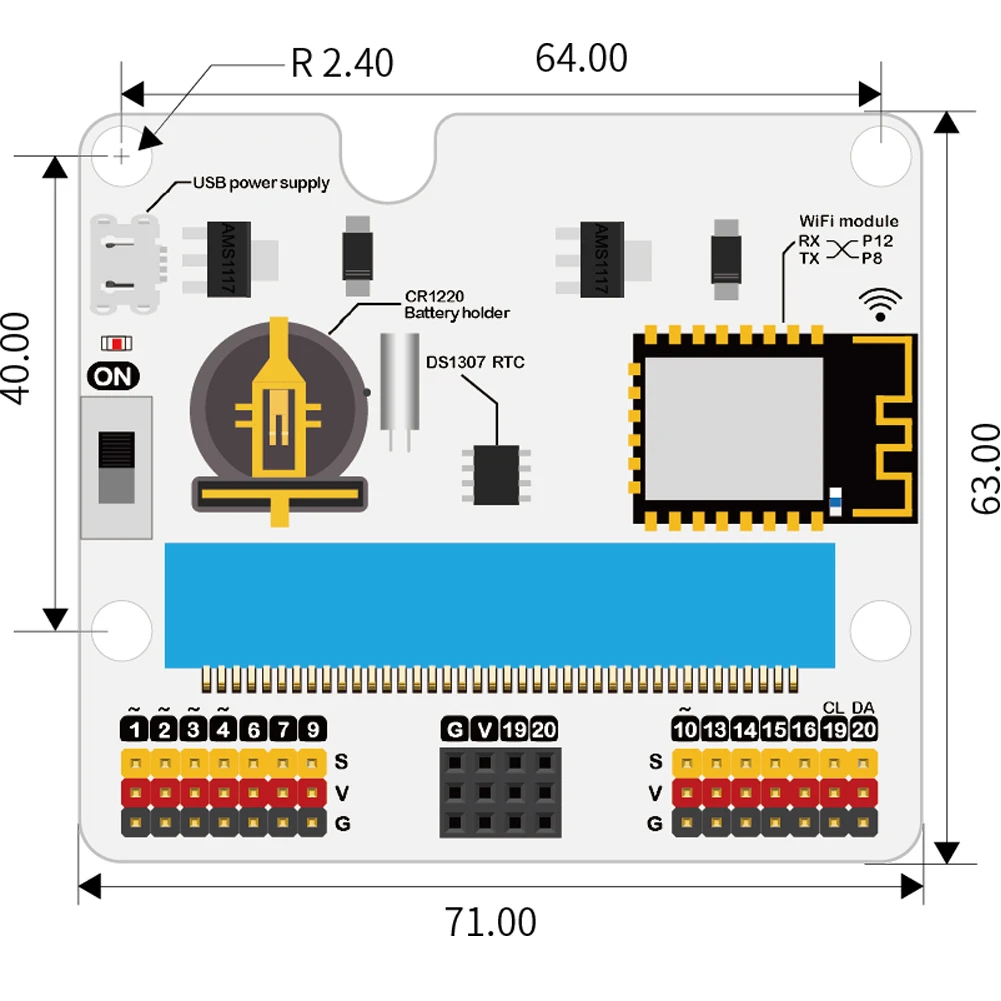 Micro: Bit IO Mở Rộng Ban IOBIT V2.0 Đột Phá Adapter Legoeds-Tương Thích Cho KittenBot Meowbit Hỗ Trợ Makecode KittenBlock