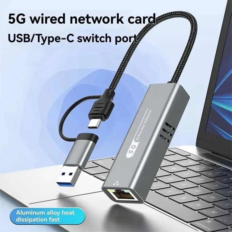 Ethernet-адаптер USB 3.2 Type C 5 Гбит/с, сетевая карта RJ45 для Windows 11 ПК/ноутбука, USB-C RTL8157, преобразователь чипов Lan, интернет-кабель