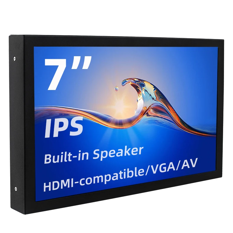 7-calowy przenośny wyświetlacz IPS 1024x600 LCD kompatybilny z HDMI Wejście VGA AV Wejście zasilania DC typu C do komputera Laptop Kamera TV Box Ekran DVD