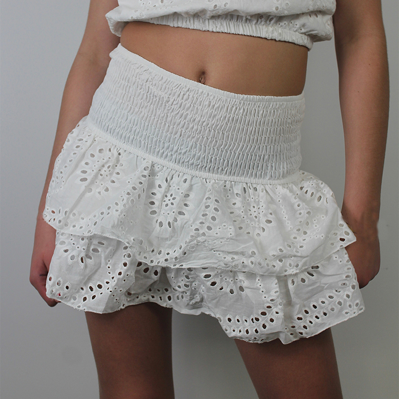 Vrouwen Y2K Ruffle Gelaagde Holle Mini Rokken Gesmokt Een Lijn Geplooide Korte Rokken Tienermeisjes Boho Strand Kawaii Mini Rokken