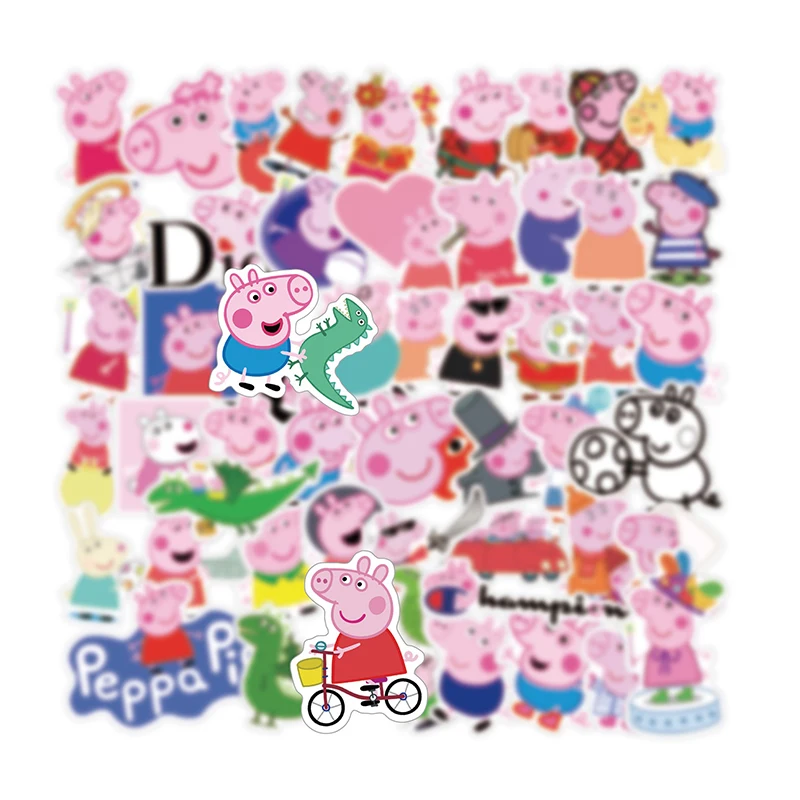 51 個ペッパピッグステッカー子供の漫画落書きステッカーペンボックス水ボトル冷蔵庫バッグ壁の装飾小さなギフトおもちゃ