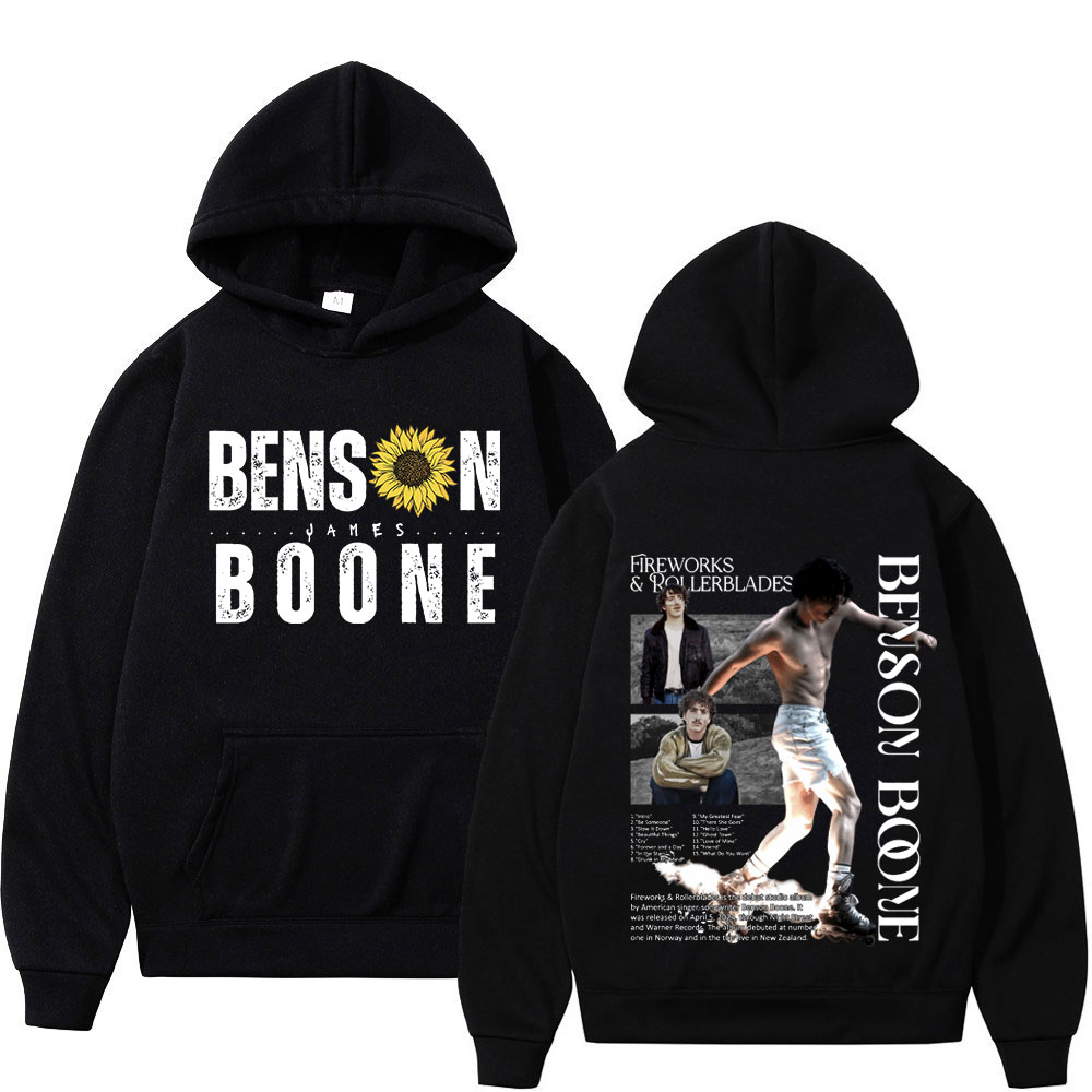 Benson Boone Hoodies Fireworks & Rollerblades 2024 Tour Pullover Herren Damen Mode Langarm Übergroßes Sweatshirt Fans Geschenk